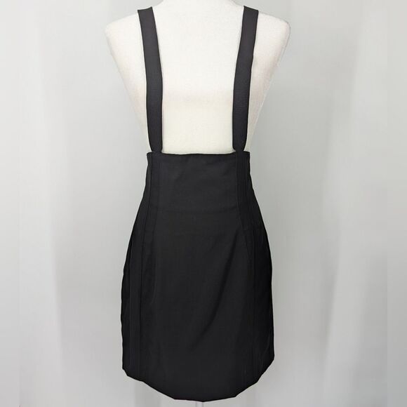 Vintage Designer Marithe Francois Girbaud Black High Waist Suspenders Skirt 46 - Picture 1 of 16